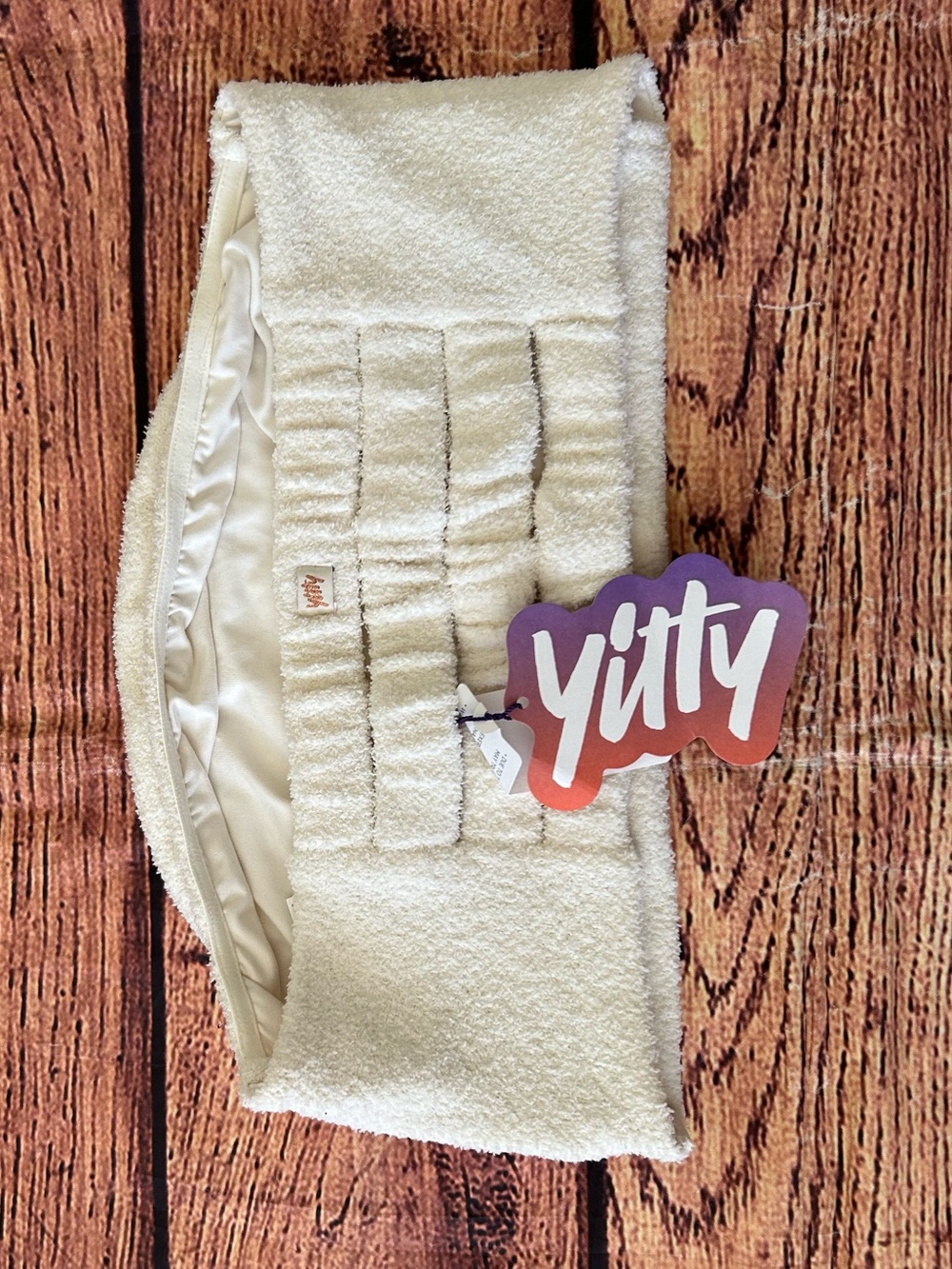 NWT Yitty “Pet Me” Sherpa Bandeau Top White 1X Cozy Lounge